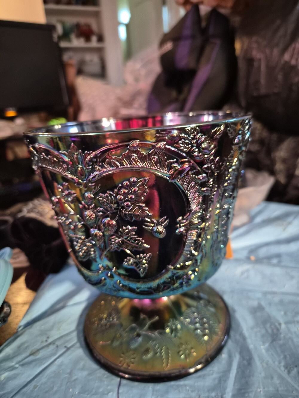 Vintage Fenton Carnival Glass In The Wild Strawberry Pattern In An...